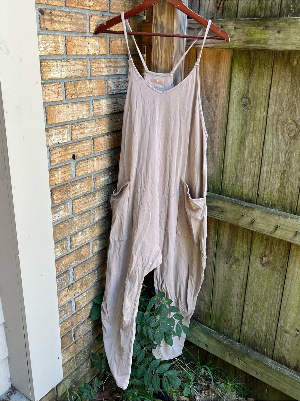 FP Movement by Free People Beige Taupe Spaghetti-Strap HotShot Jumpsuit